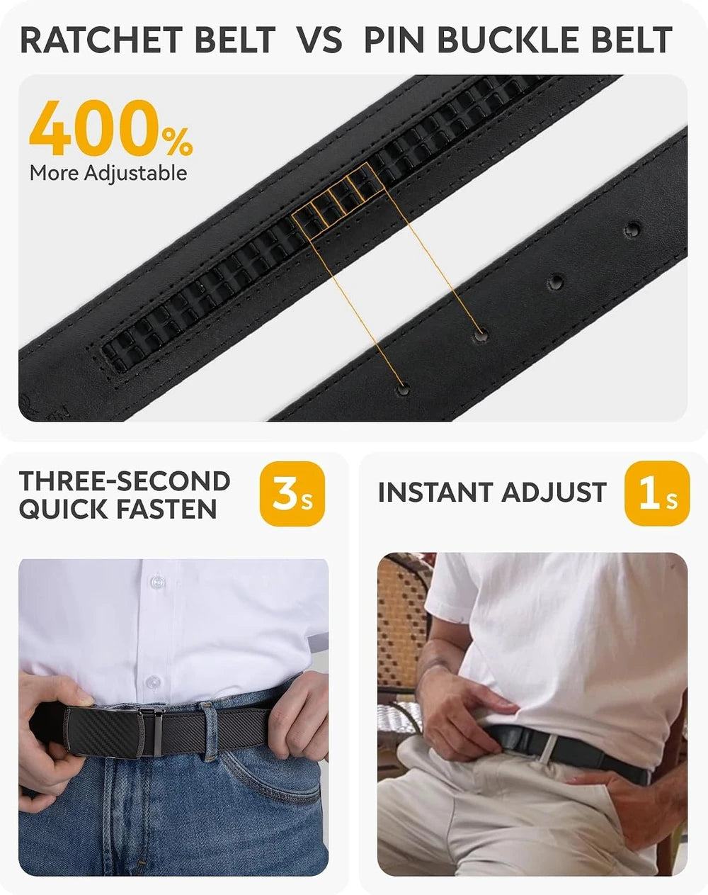 Chaoren Mens Leather Ratchet Belt