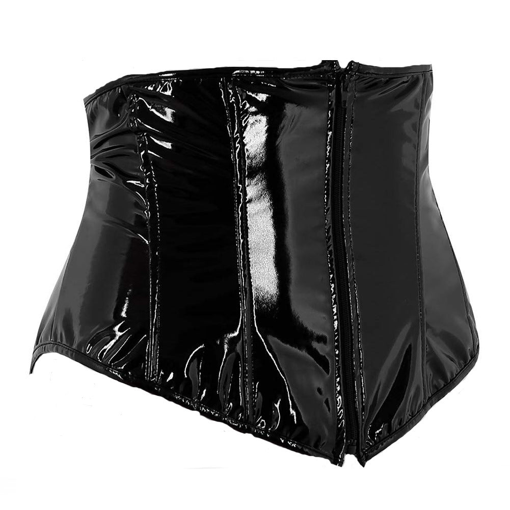 Short PU Leather Waist Clip Corset for Women